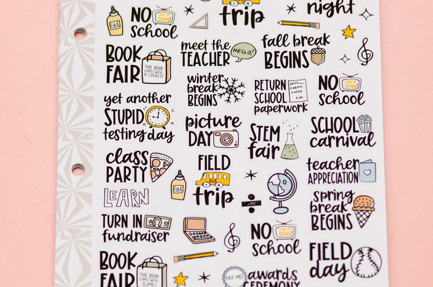 Elementary School Back to School Planner Stickers | School Planning Script Stickers | School Sampler Sticker | Functional School Stickers