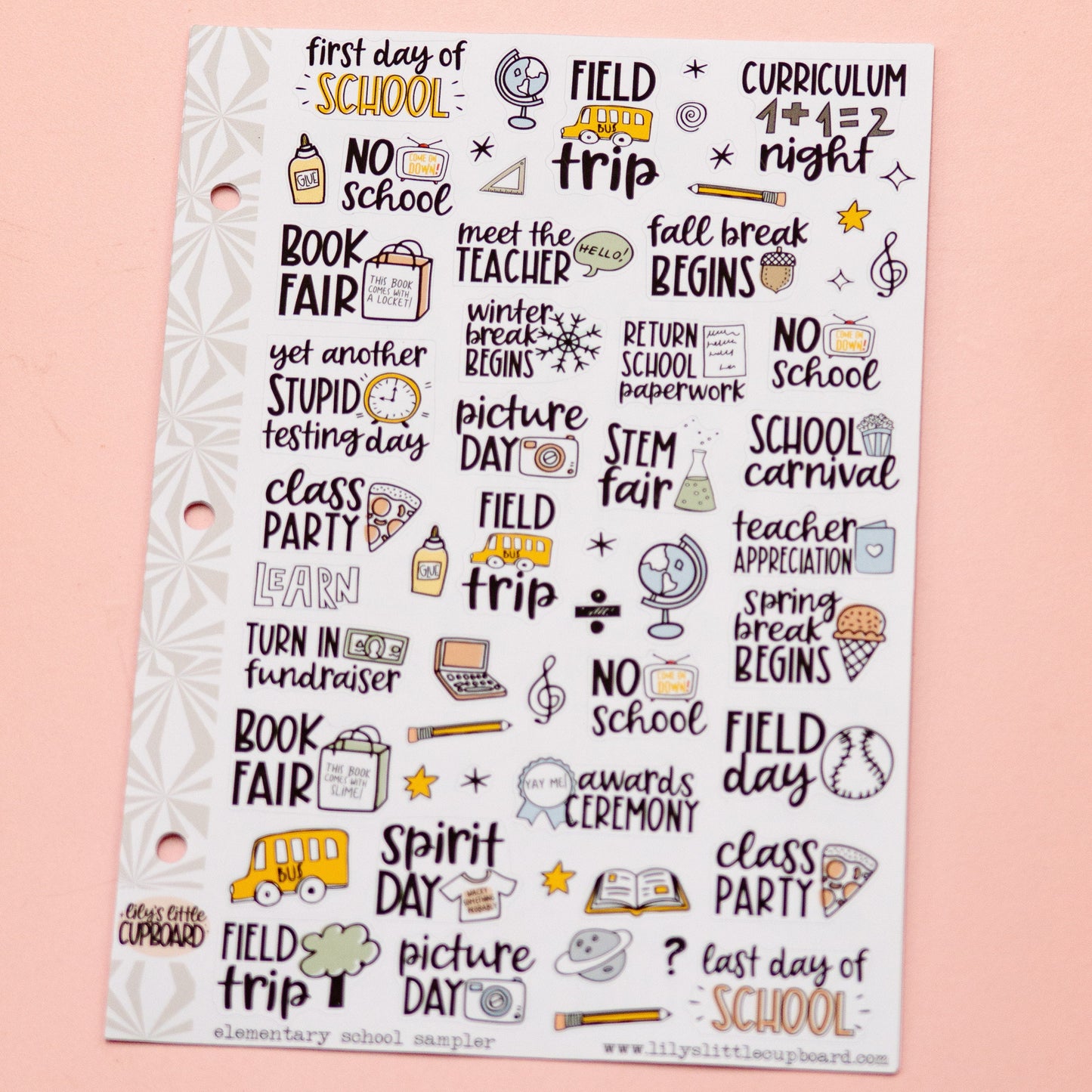 Elementary School Back to School Planner Stickers | School Planning Script Stickers | School Sampler Sticker | Functional School Stickers