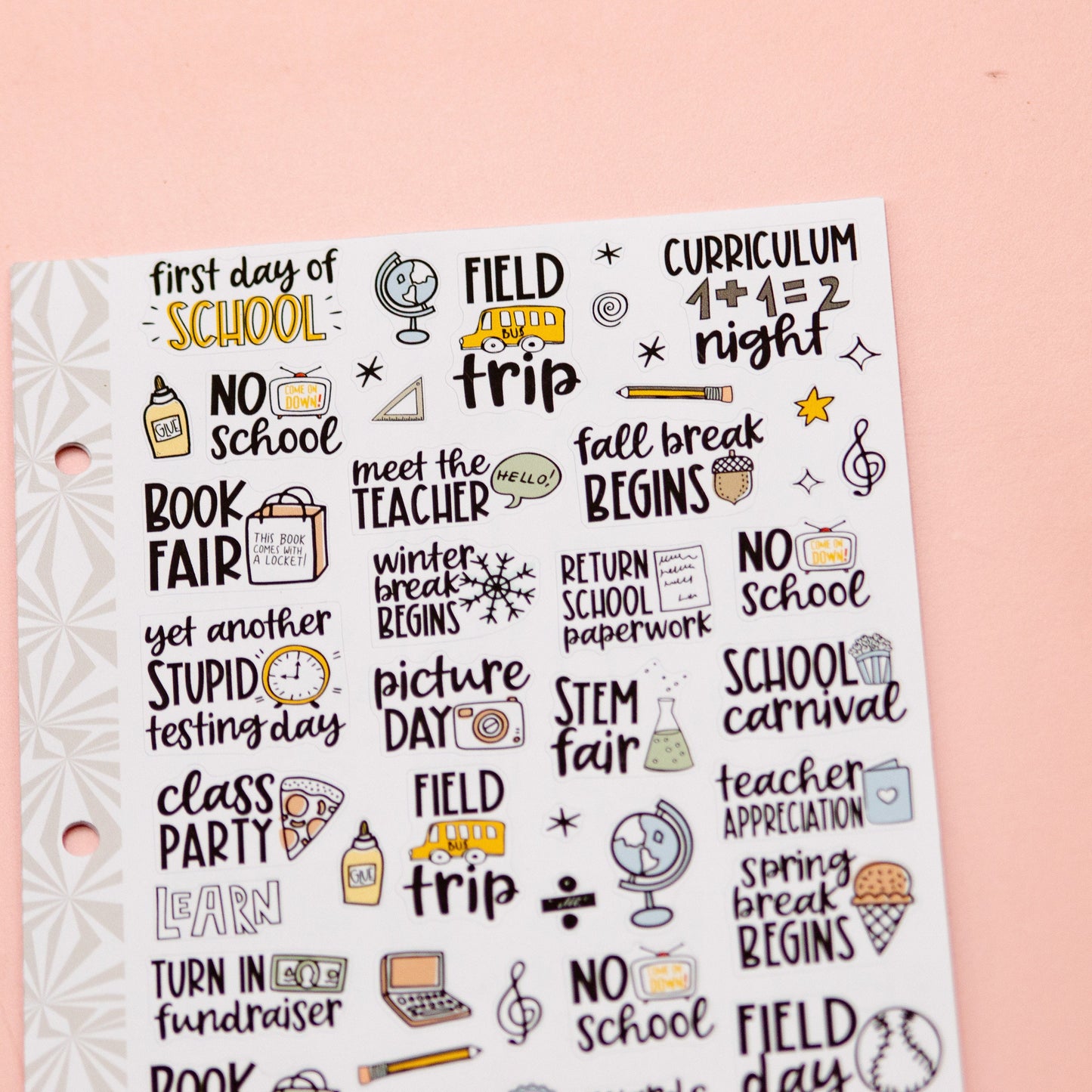 Elementary School Back to School Planner Stickers | School Planning Script Stickers | School Sampler Sticker | Functional School Stickers