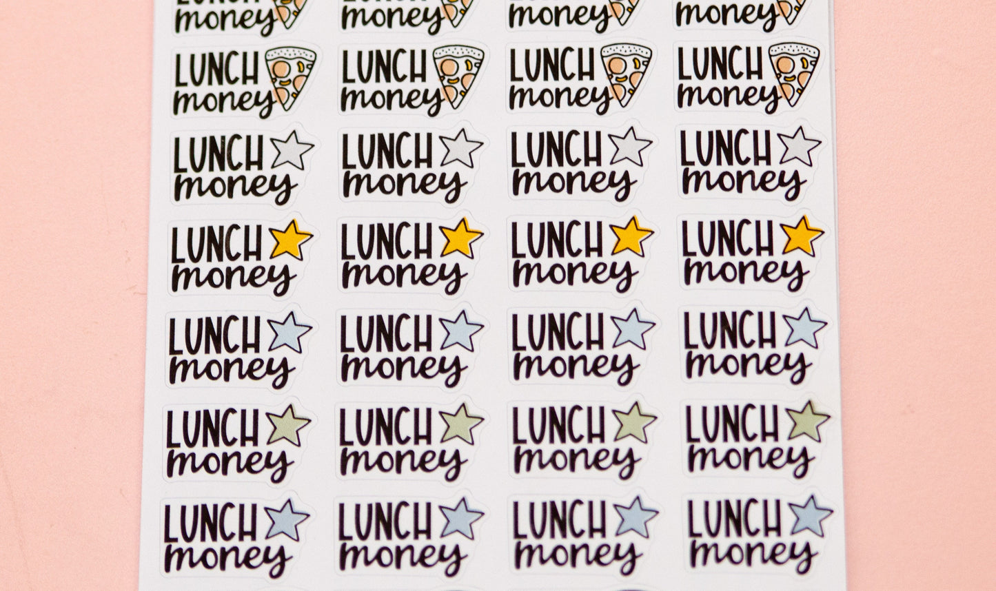 Lunch Money Planner Stickers | Fill the Lunch Account Stickers | Organizing School Stickers | Back to School Scripts | Routine Planner