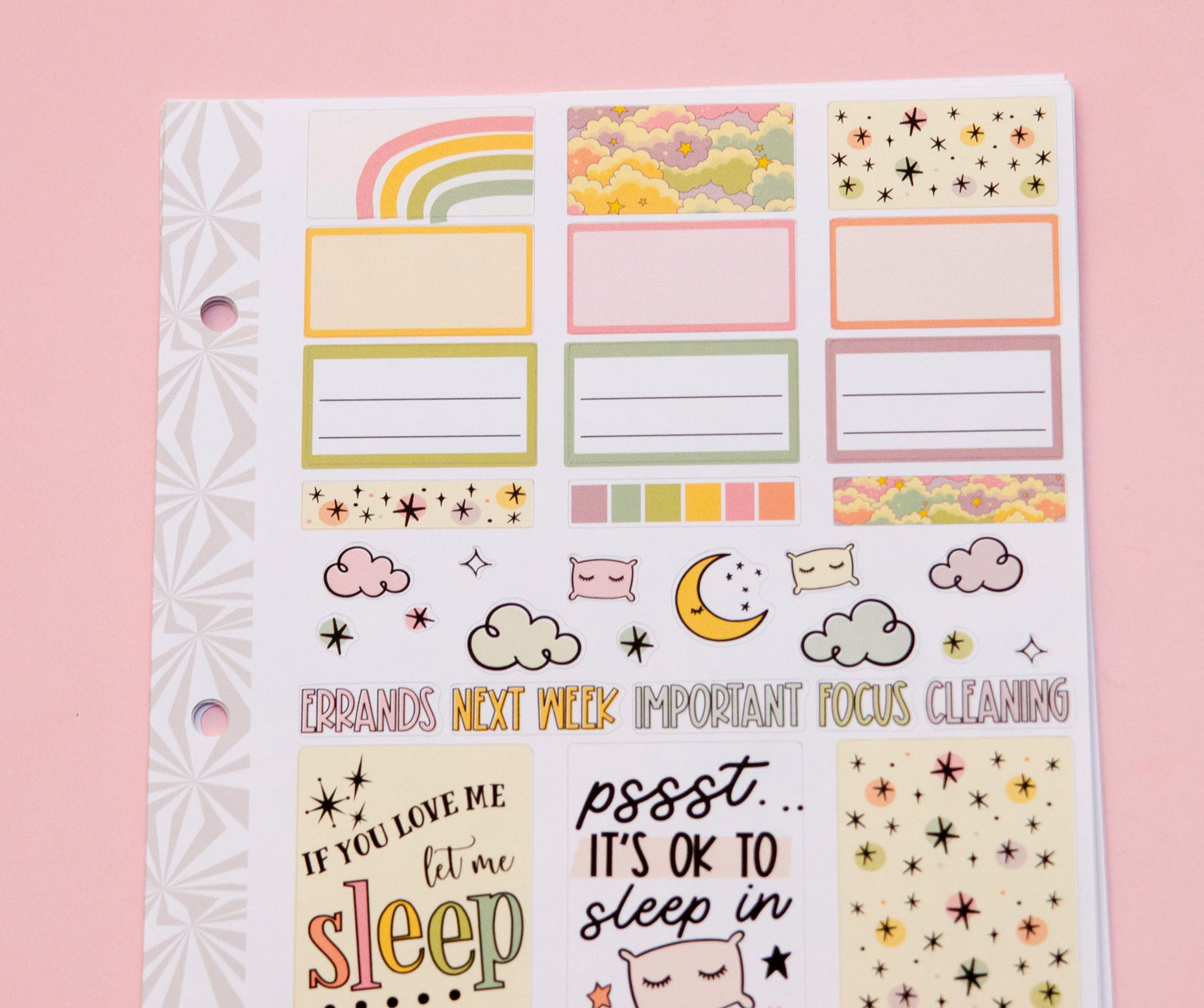 Sleepy Time Vertical Weekly Sticker Kit | Weekly Planner Sticker Kit | A la Carte Mini Kits | Weekly Planner Kit