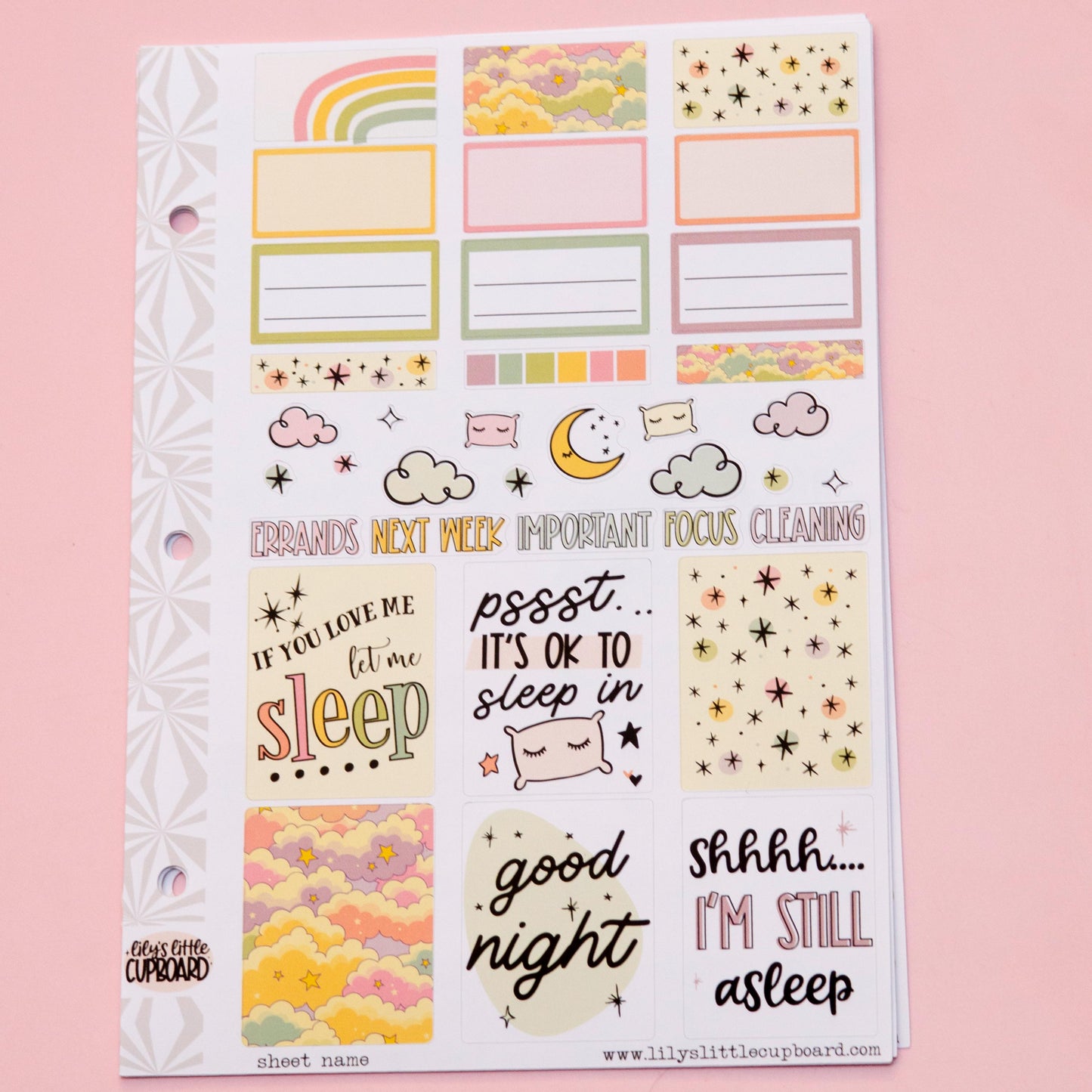 Sleepy Time Vertical Weekly Sticker Kit | Weekly Planner Sticker Kit | A la Carte Mini Kits | Weekly Planner Kit