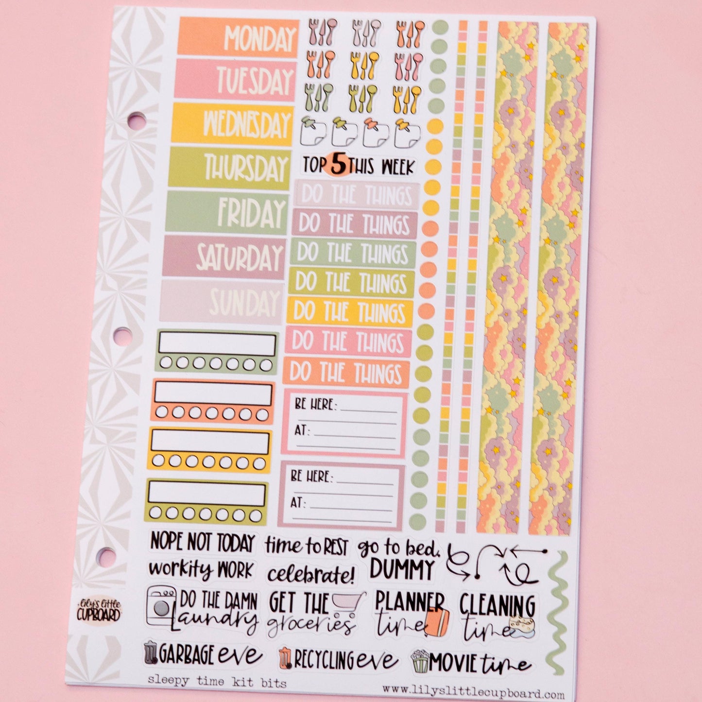 Sleepy Time Vertical Weekly Sticker Kit | Weekly Planner Sticker Kit | A la Carte Mini Kits | Weekly Planner Kit