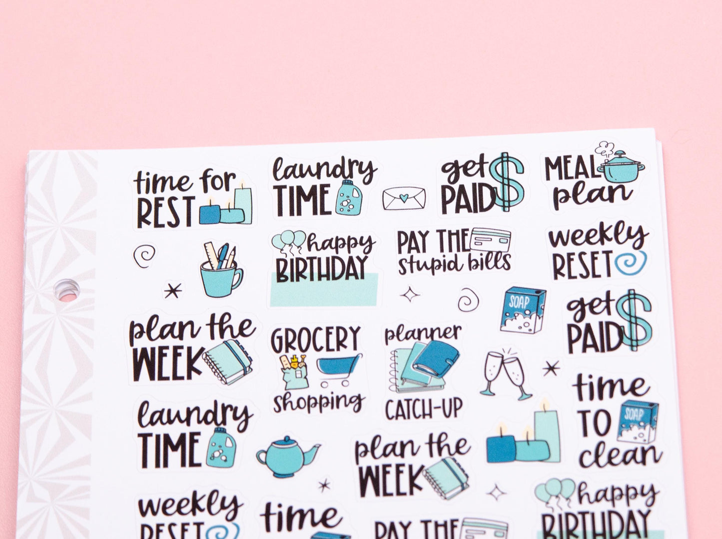 Monochrome Collection in Bluish | Functional Planner Stickers | Typography Scripts Planner Stickers | Weekly Planner Sticker Kit