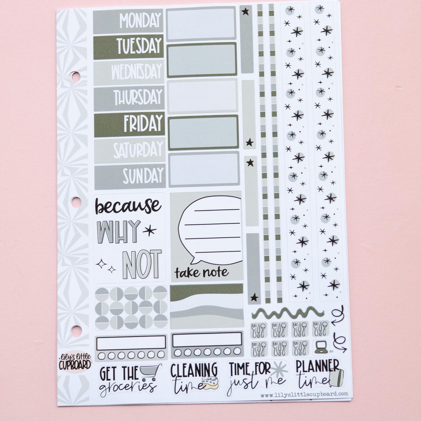 Monochrome Collection in Grayscale | Functional Planner Stickers | Typography Scripts Planner Stickers | Weekly Planner Sticker Kit