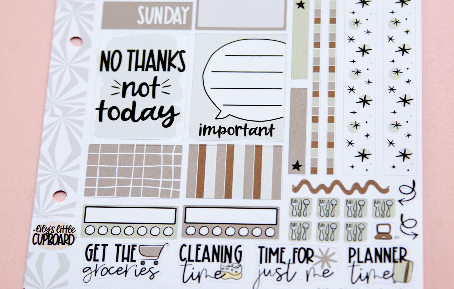 Monochrome Collection in Beige-y | Functional Planner Stickers | Typography Scripts Planner Stickers | Weekly Planner Sticker Kit