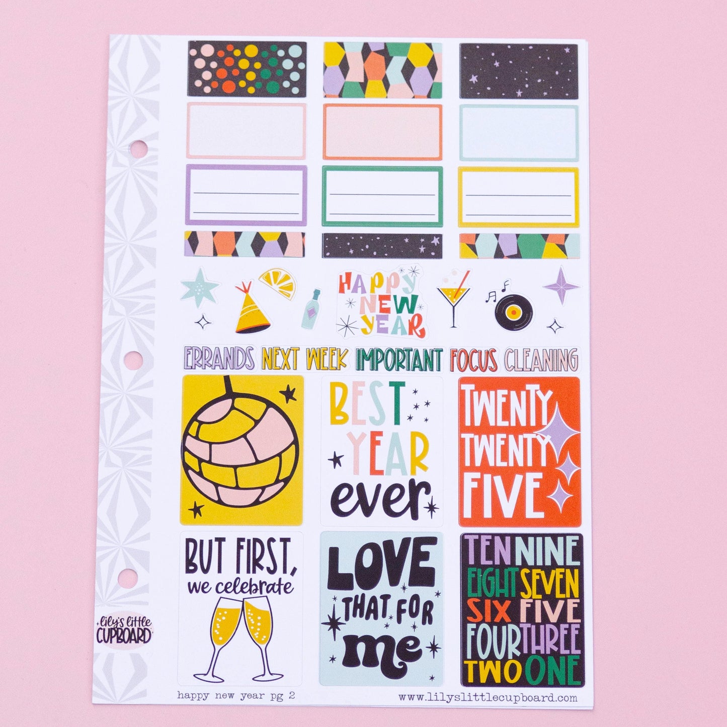 Happy New Year Vertical Weekly Sticker Kit | New Year's Eve Weekly Planner Sticker Kit | A la Carte Mini Kits | Holiday Weekly Planner Kit