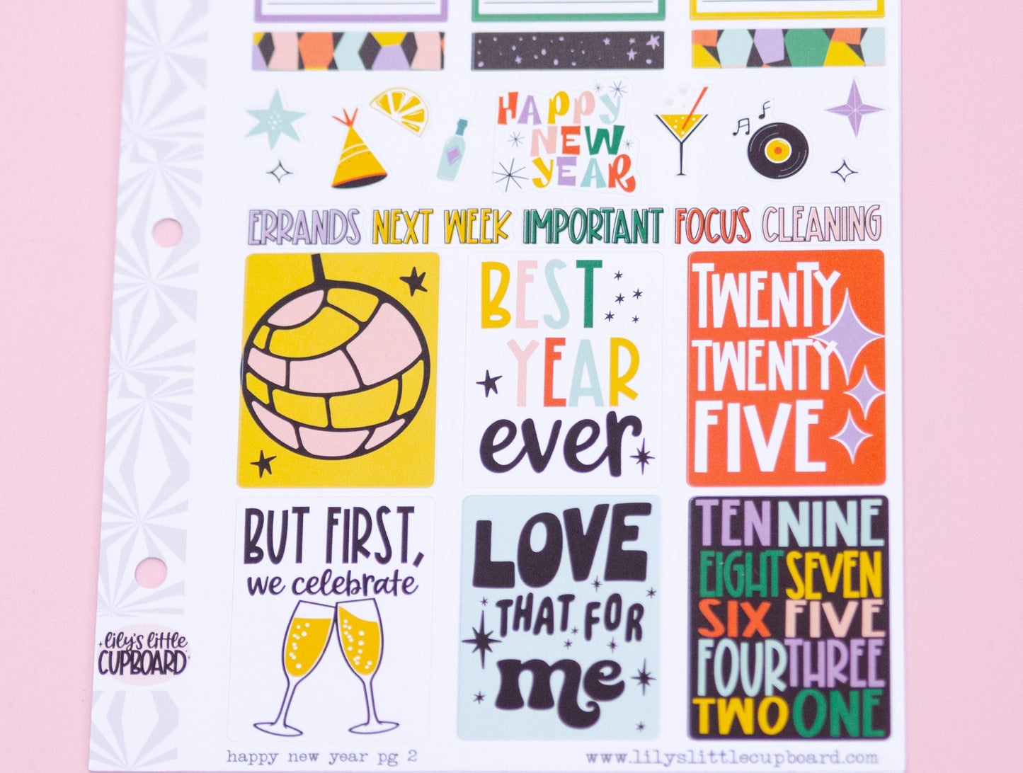 Happy New Year Vertical Weekly Sticker Kit | New Year's Eve Weekly Planner Sticker Kit | A la Carte Mini Kits | Holiday Weekly Planner Kit