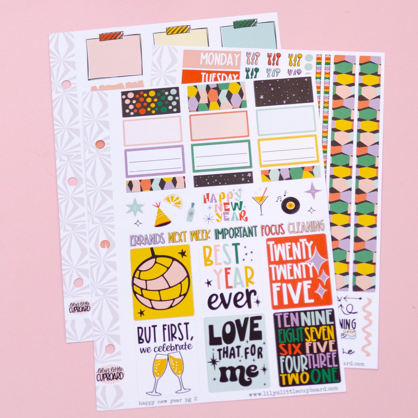 Happy New Year Vertical Weekly Sticker Kit | New Year's Eve Weekly Planner Sticker Kit | A la Carte Mini Kits | Holiday Weekly Planner Kit