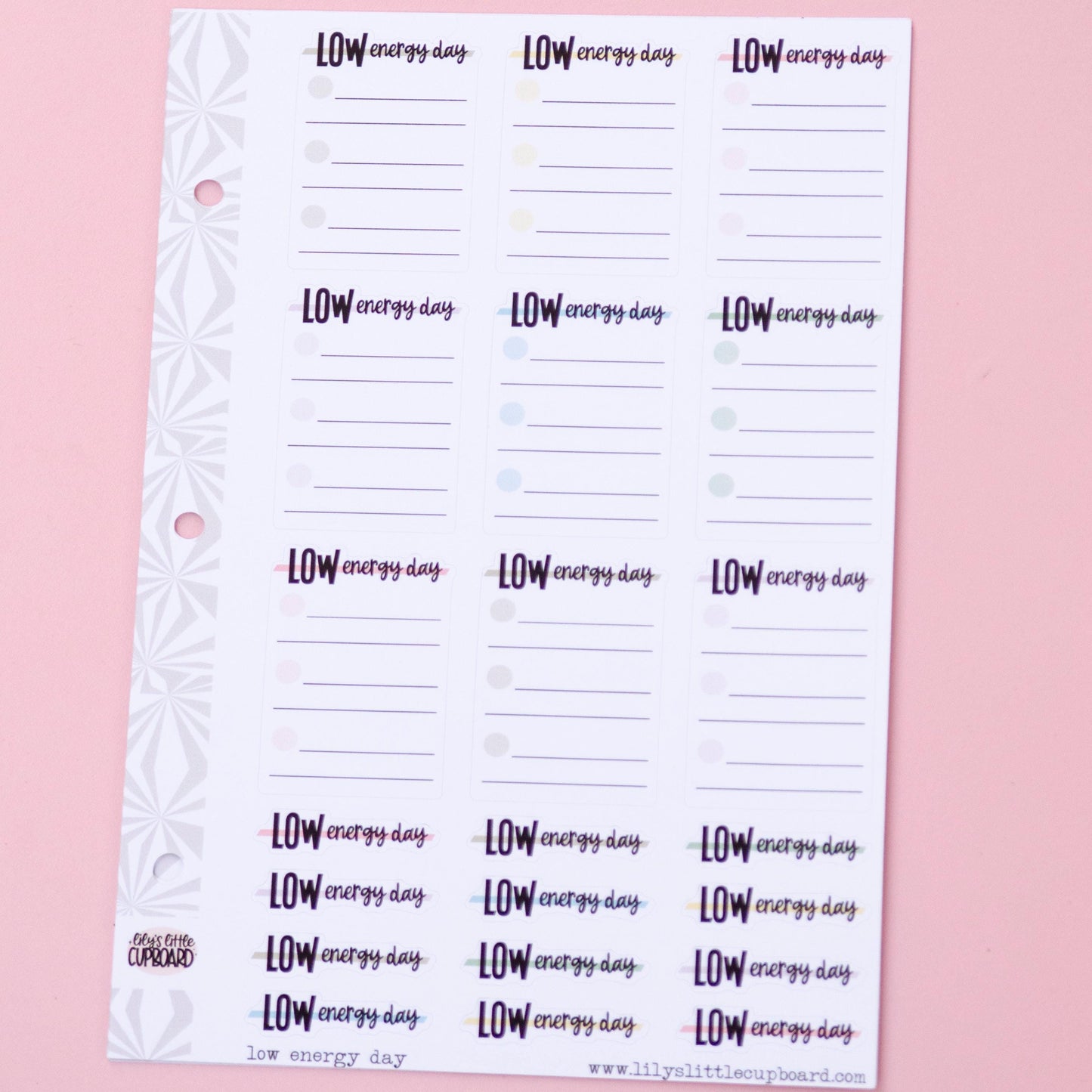 Low Energy Planner Stickers | Energy Management Planner Stickers | Productivity Stickers