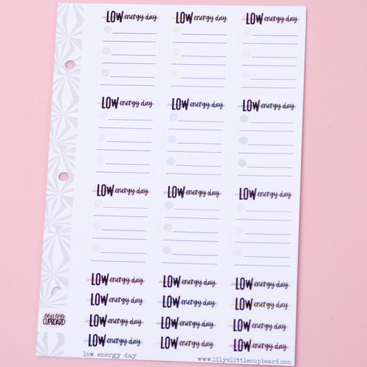 Low Energy Planner Stickers | Energy Management Planner Stickers | Productivity Stickers