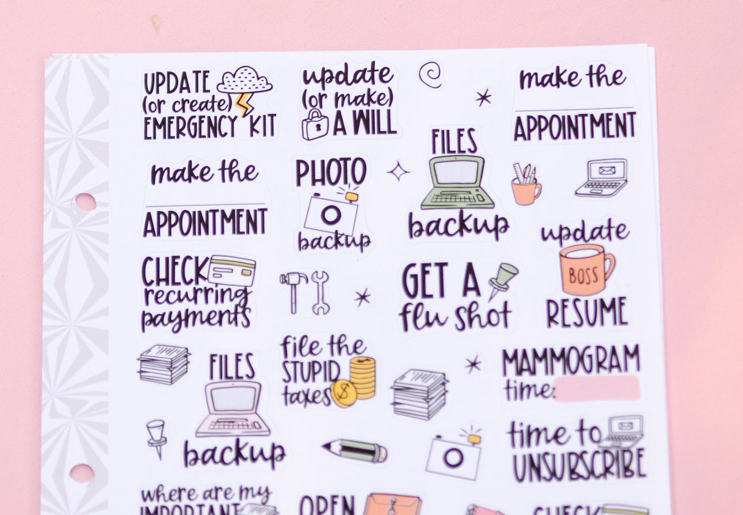 Random Reminders Sampler Planner Stickers | One-Off Task Script Stickers | Adulting Stickers | Functional Deco Stickers