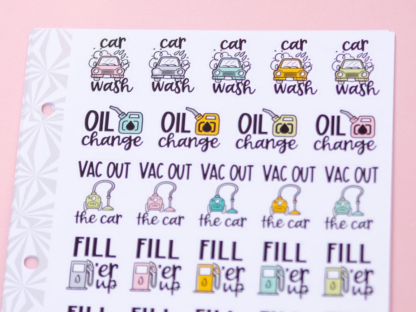 Car Care Reminders Sampler Planner Stickers | Car Maintenance Task Script Stickers | Adulting Stickers | Functional Deco Stickers