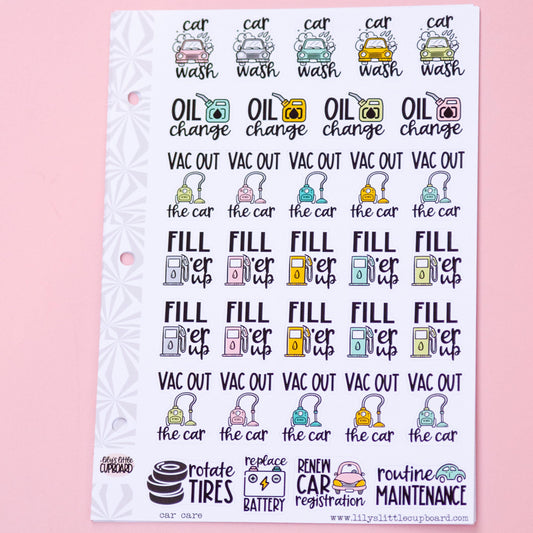 Car Care Reminders Sampler Planner Stickers | Car Maintenance Task Script Stickers | Adulting Stickers | Functional Deco Stickers