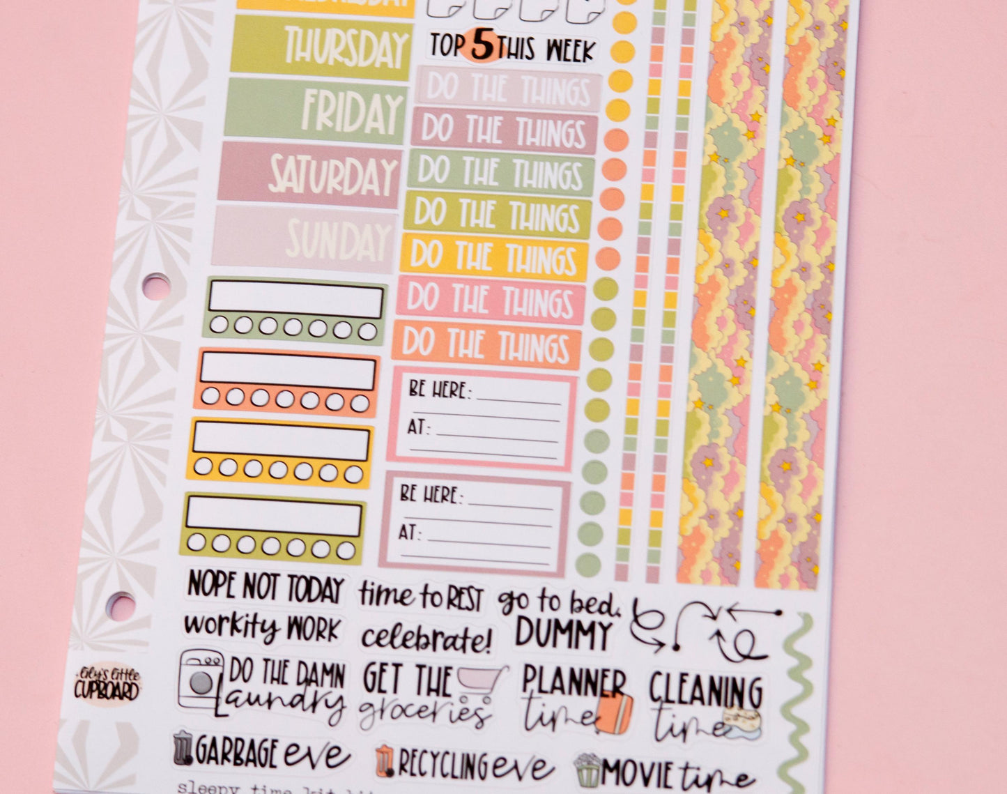 Sleepy Time Vertical Weekly Sticker Kit | Weekly Planner Sticker Kit | A la Carte Mini Kits | Weekly Planner Kit