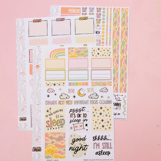 Sleepy Time Vertical Weekly Sticker Kit | Weekly Planner Sticker Kit | A la Carte Mini Kits | Weekly Planner Kit