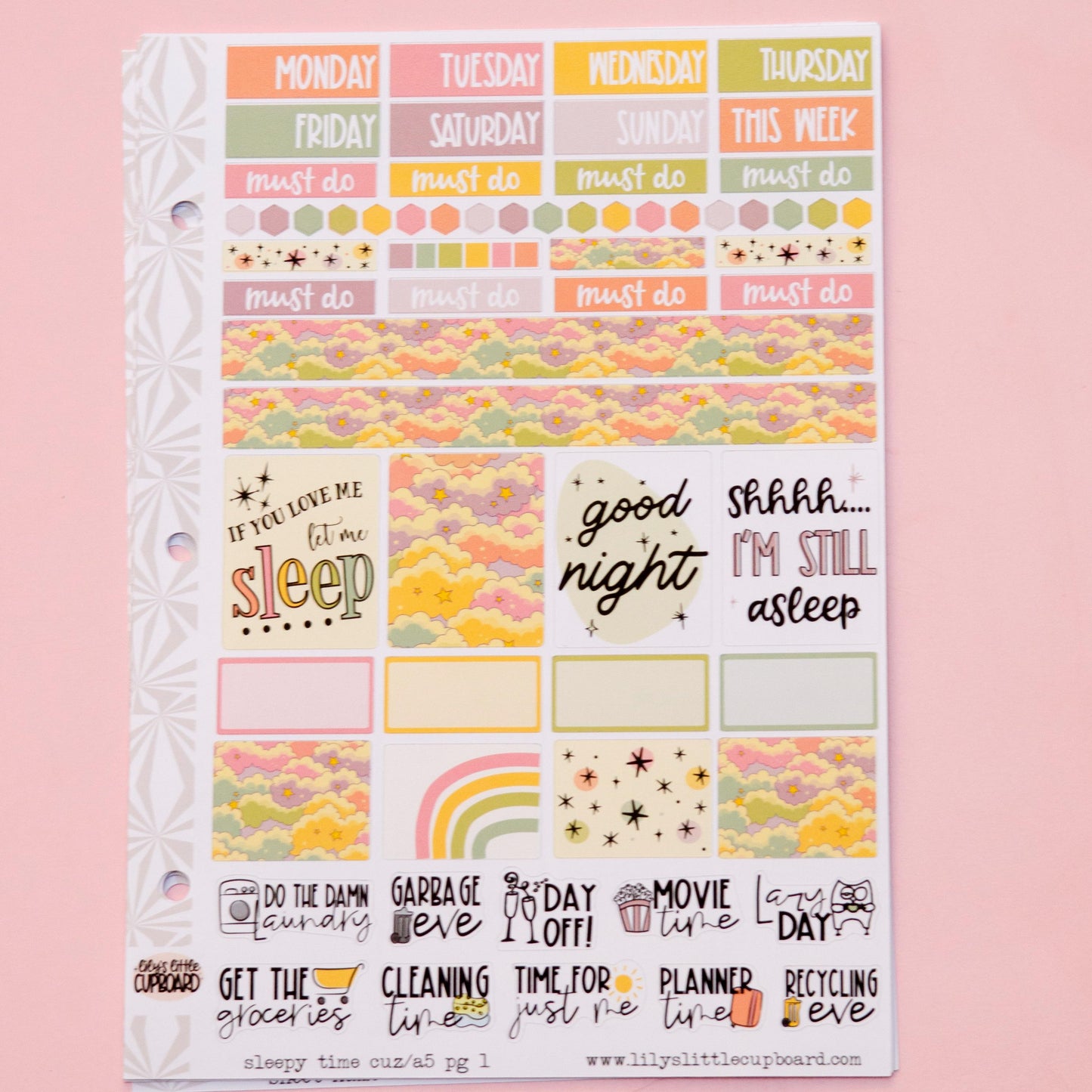 Sleepy Time Hobonichi Cousin-A5 Weekly Sticker Kit | Christmas Sticker Kit | A5 Weekly Planner Sticker Kit