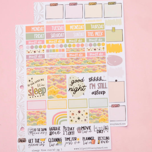 Sleepy Time Hobonichi Cousin-A5 Weekly Sticker Kit | Christmas Sticker Kit | A5 Weekly Planner Sticker Kit
