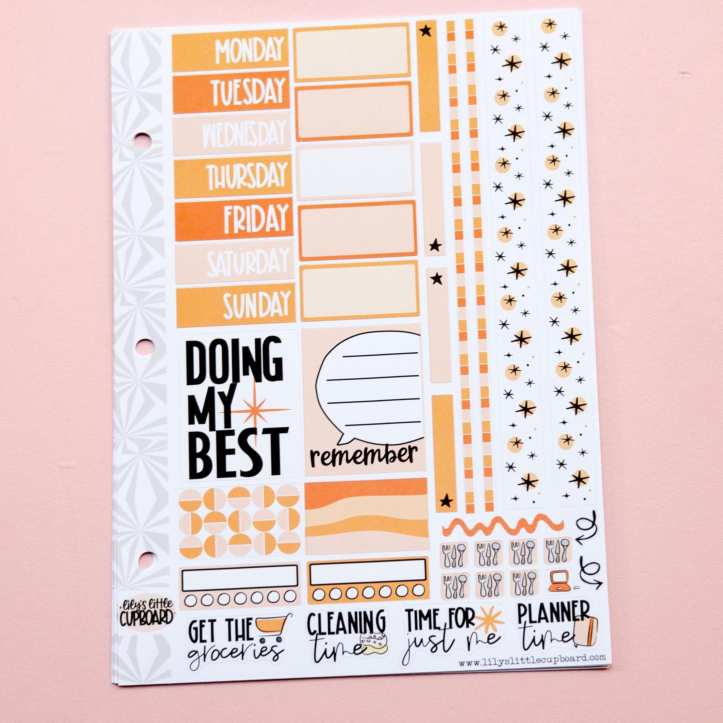 Monochrome Collection Peachy Oranges | Functional Planner Stickers | Typography Scripts Planner Stickers | Weekly Planner Sticker Kit