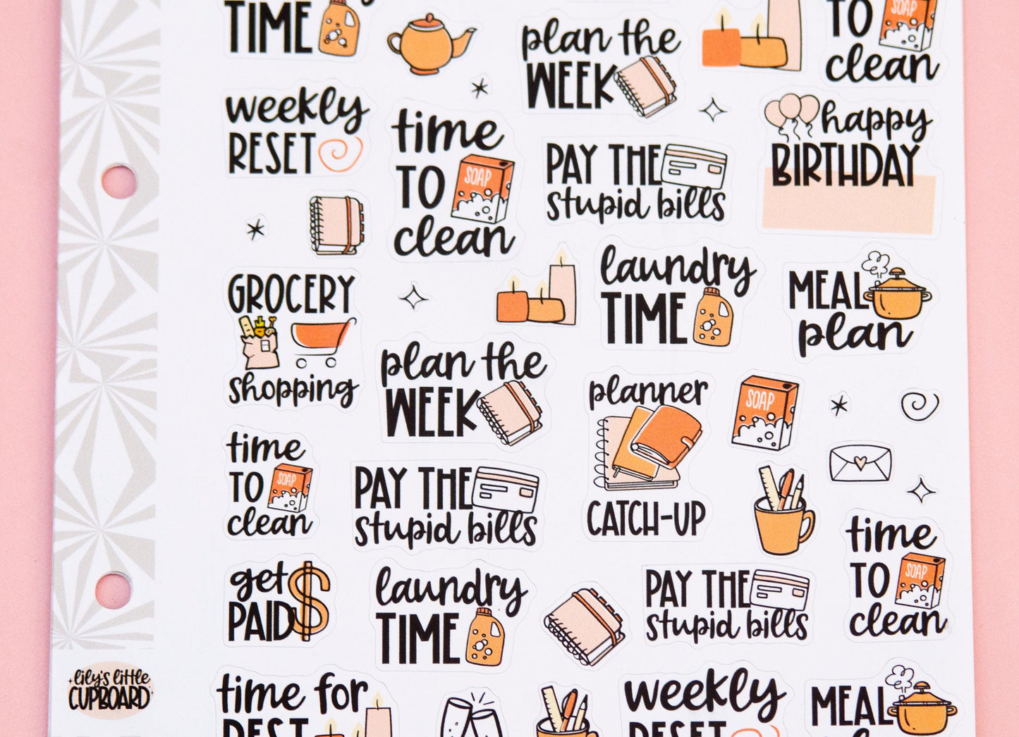Monochrome Collection Peachy Oranges | Functional Planner Stickers | Typography Scripts Planner Stickers | Weekly Planner Sticker Kit