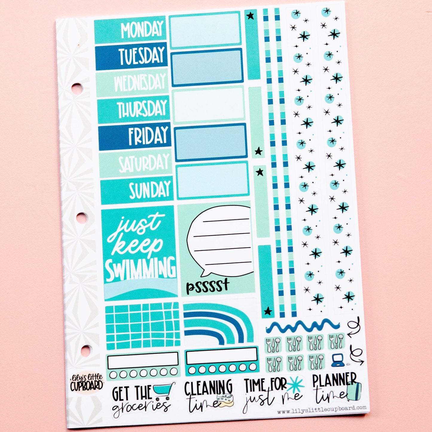 Monochrome Collection in Bluish | Functional Planner Stickers | Typography Scripts Planner Stickers | Weekly Planner Sticker Kit