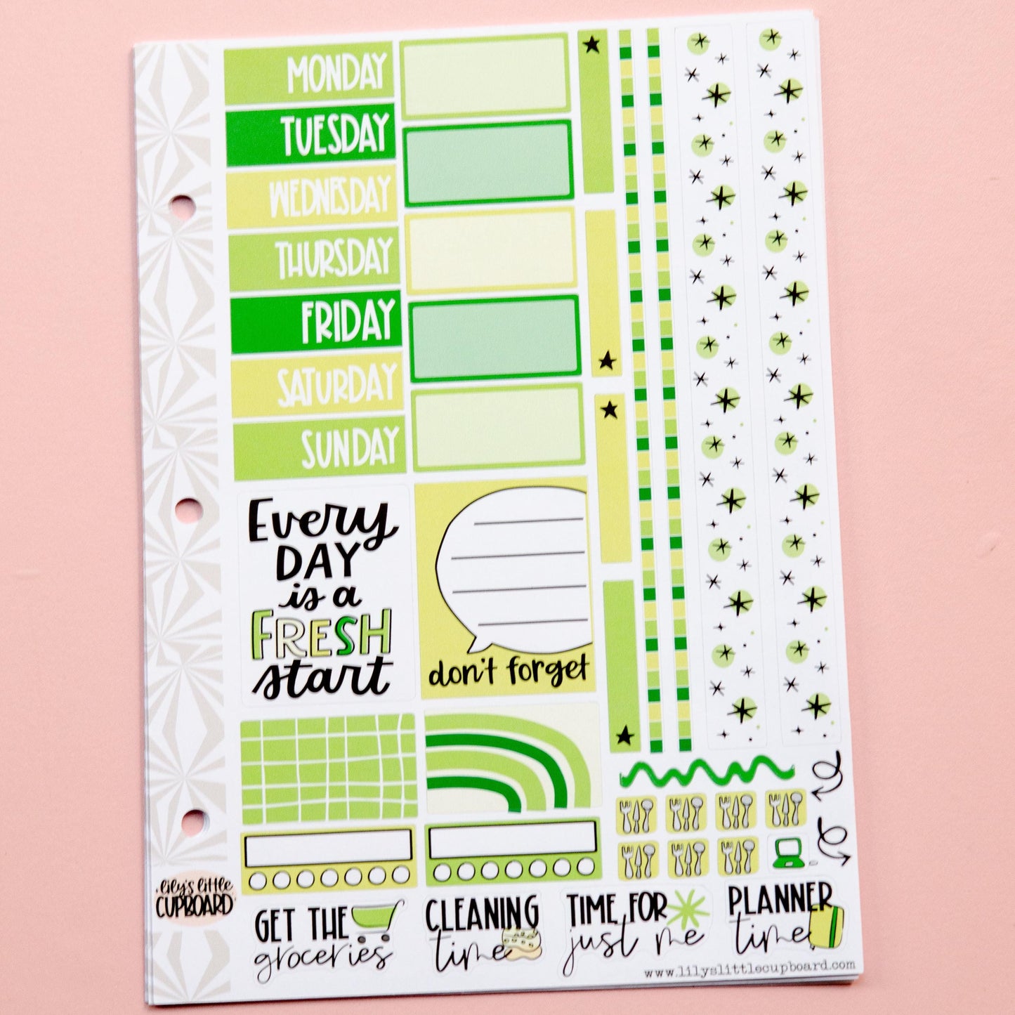 Monochrome Collection in Greens | Functional Planner Stickers | Typography Scripts Planner Stickers | Weekly Planner Sticker Kit
