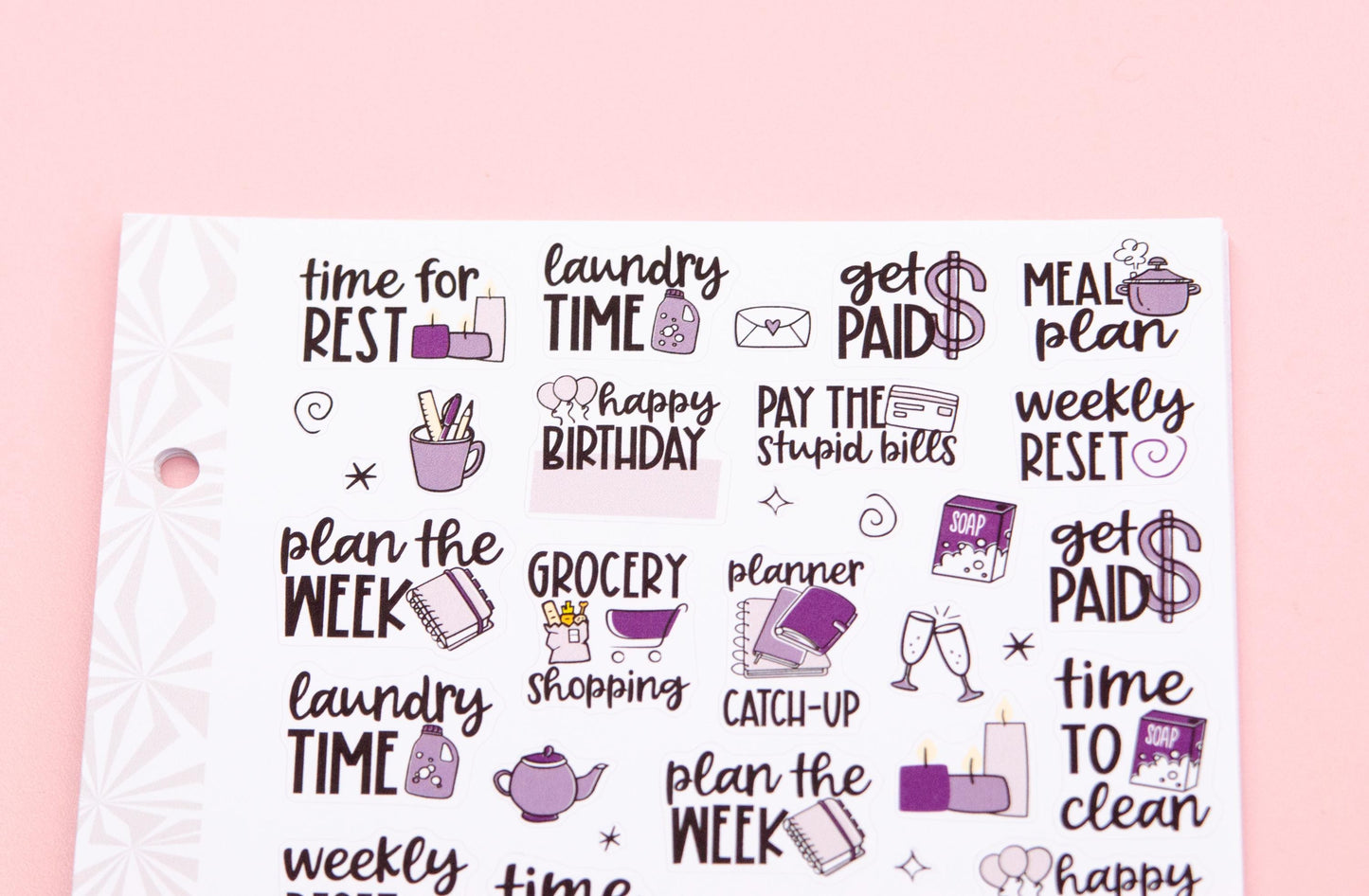 Monochrome Collection in Purply| Functional Planner Stickers | Typography Scripts Planner Stickers | Weekly Planner Sticker Kit