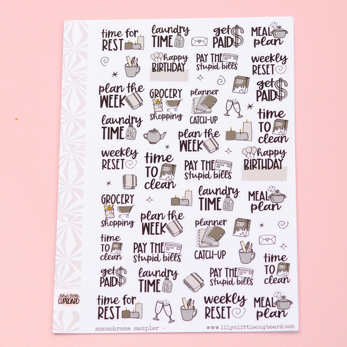 Monochrome Collection in Grayscale | Functional Planner Stickers | Typography Scripts Planner Stickers | Weekly Planner Sticker Kit