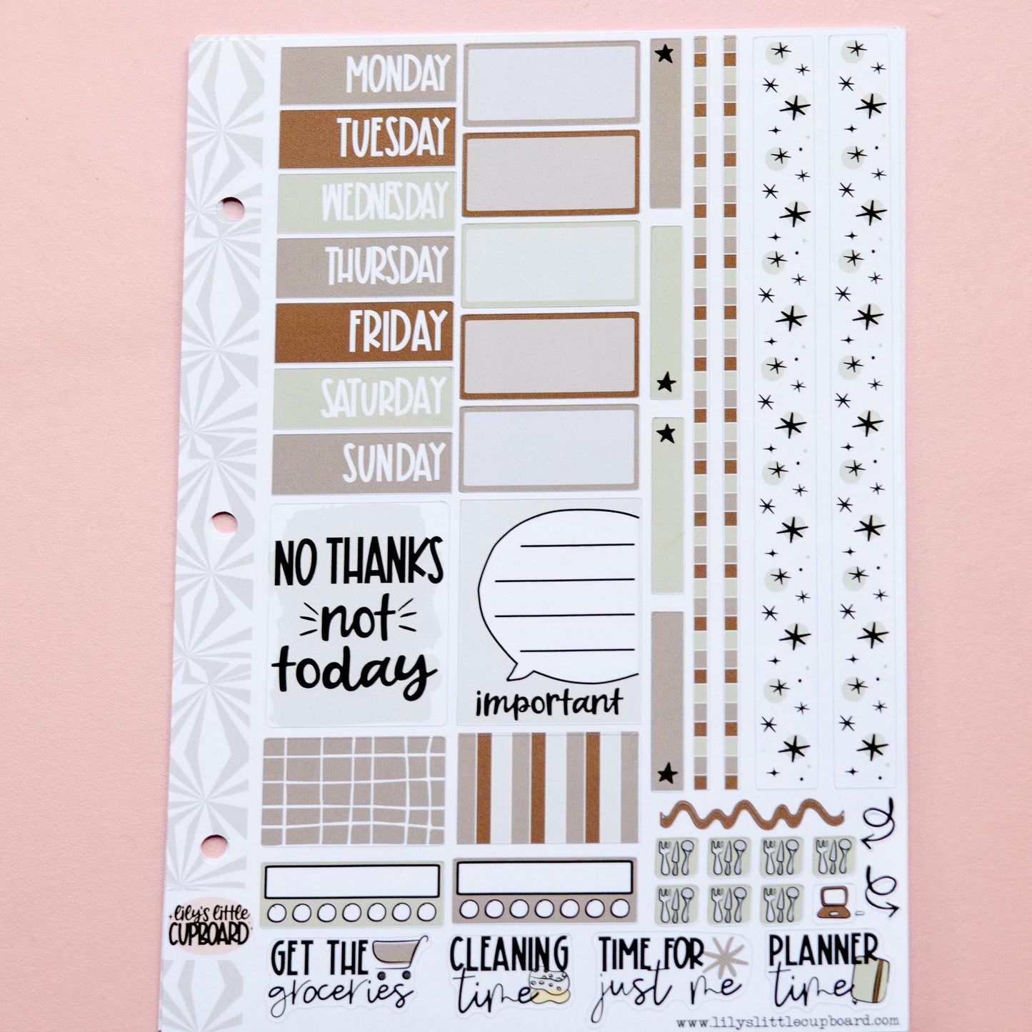 Monochrome Collection in Beige-y | Functional Planner Stickers | Typography Scripts Planner Stickers | Weekly Planner Sticker Kit
