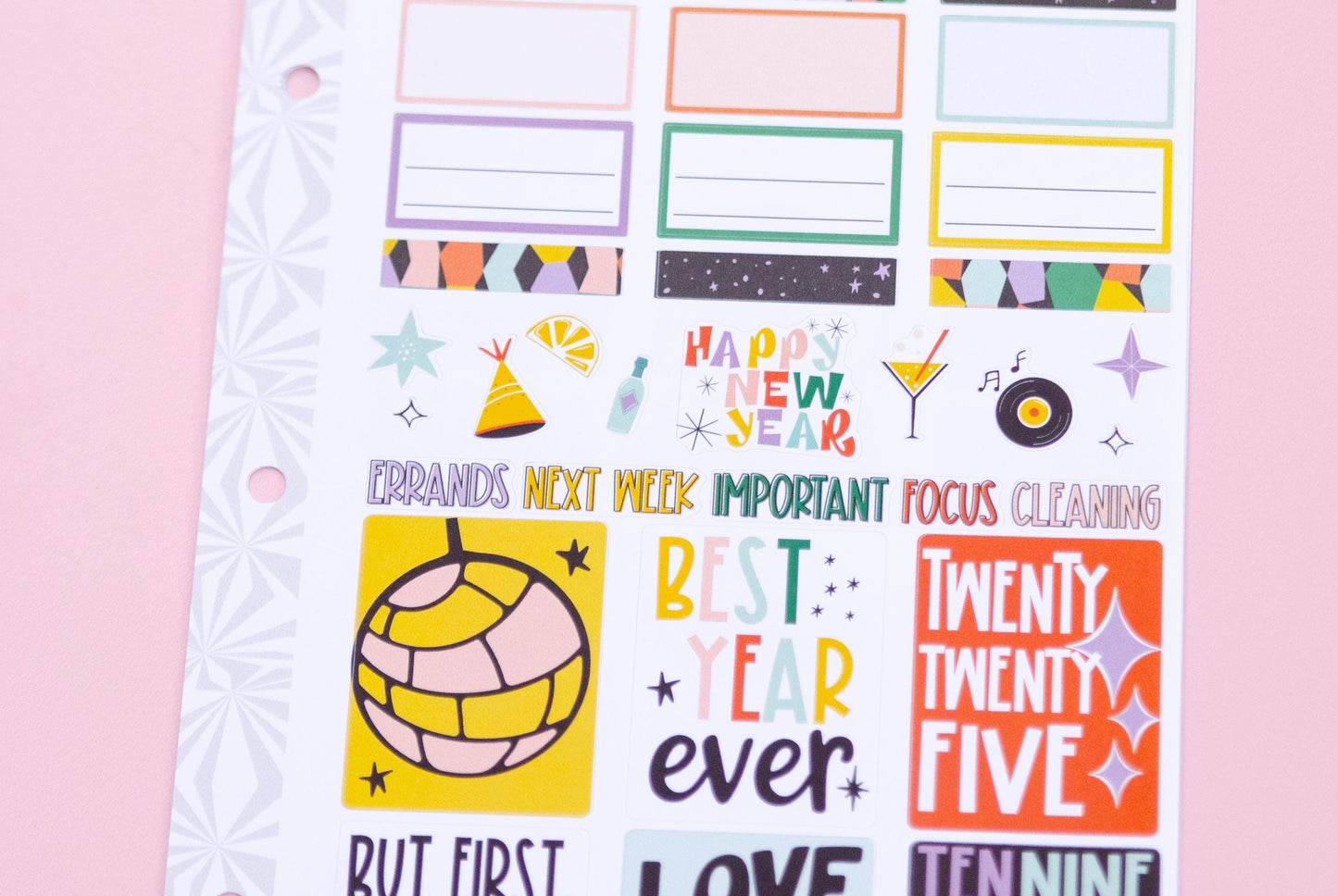 Happy New Year Vertical Weekly Sticker Kit | New Year's Eve Weekly Planner Sticker Kit | A la Carte Mini Kits | Holiday Weekly Planner Kit