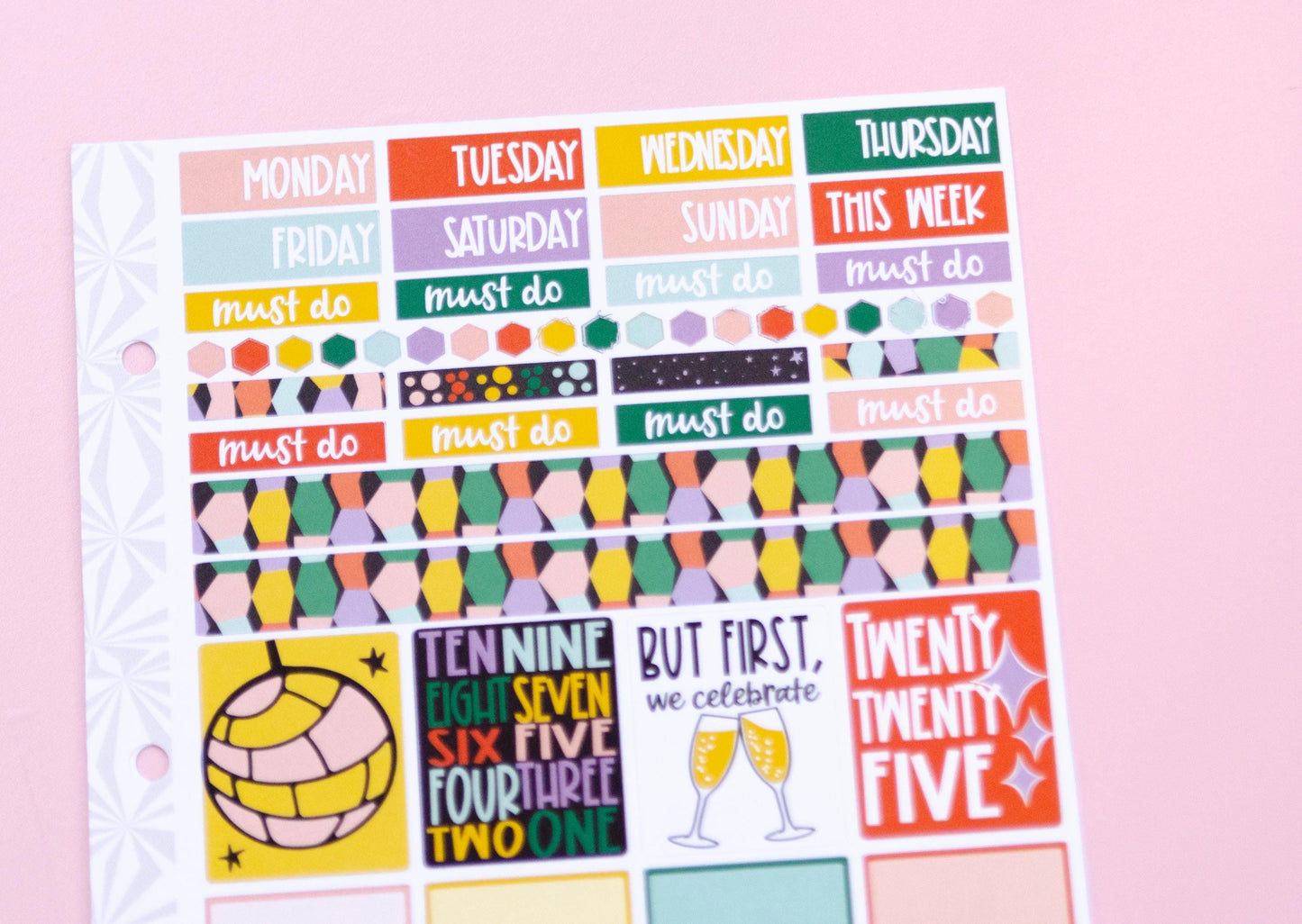 Happy New Year Hobonichi Cousin-A5 Weekly Sticker Kit | New Year's Eve Sticker Kit | A5 Weekly Planner Sticker Kit