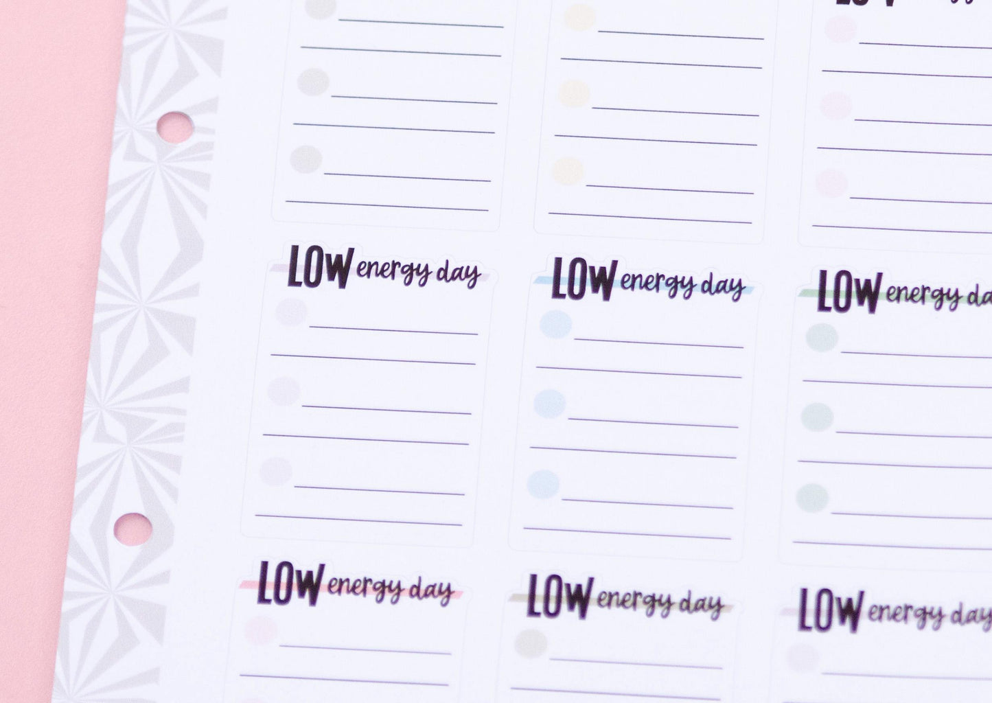 Low Energy Planner Stickers | Energy Management Planner Stickers | Productivity Stickers