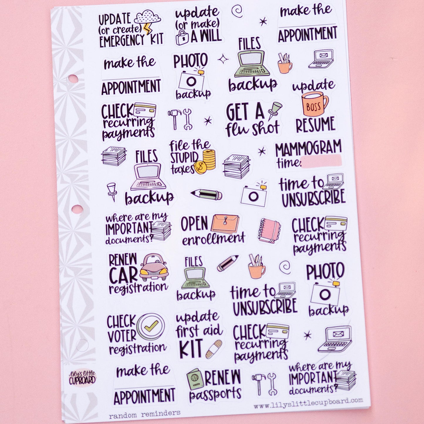 Random Reminders Sampler Planner Stickers | One-Off Task Script Stickers | Adulting Stickers | Functional Deco Stickers