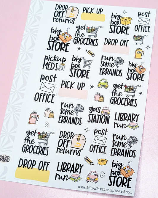 Errands Sampler Planner Stickers | Chores and Housework Task Script Stickers | Adulting Stickers | Functional Deco Stickers