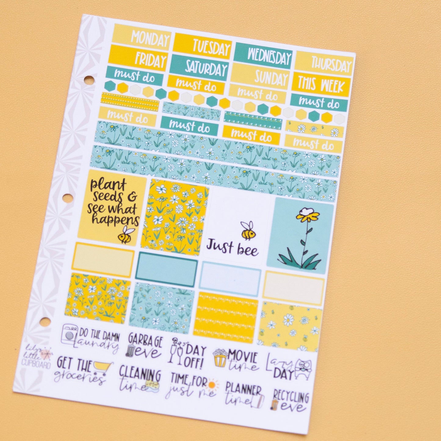 Hobonichi Cousin Weekly Sticker Kit in Daisies | A5 Weekly Planner Sticker Kit | One-Page  | Weekly Planner Kit