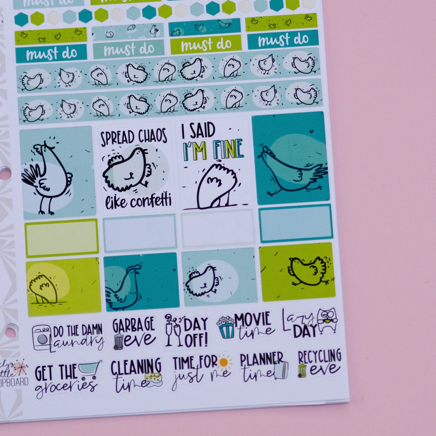 Hobonichi Cousin Weekly Sticker Kit in Chaos Chickens | Chickens Sticker Kit | A5 Weekly Planner Sticker Kit | Weekly Mini Planner Kit