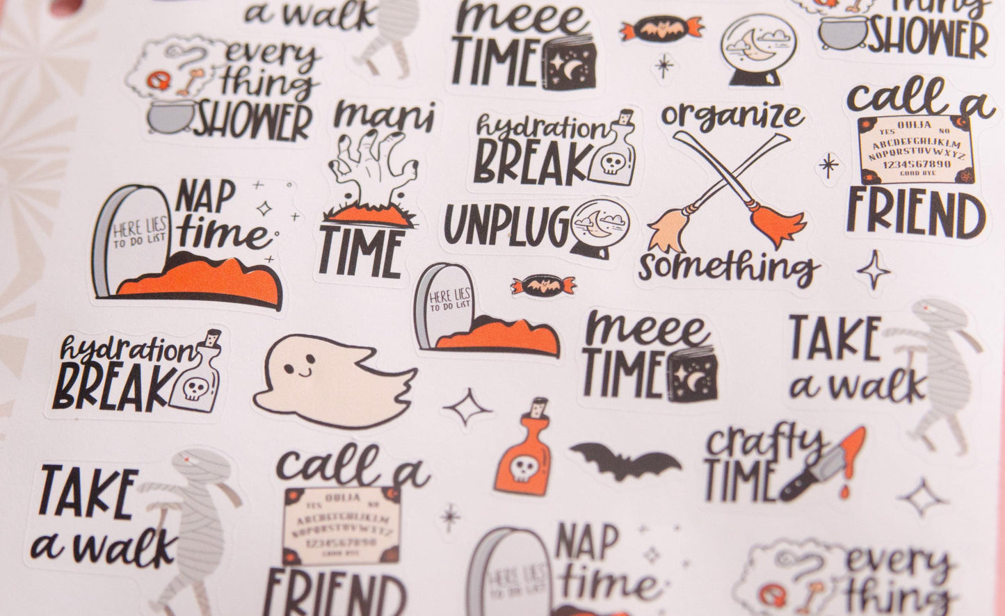 Spooky Self Care Planner Stickers: Halloween Functional Stickers