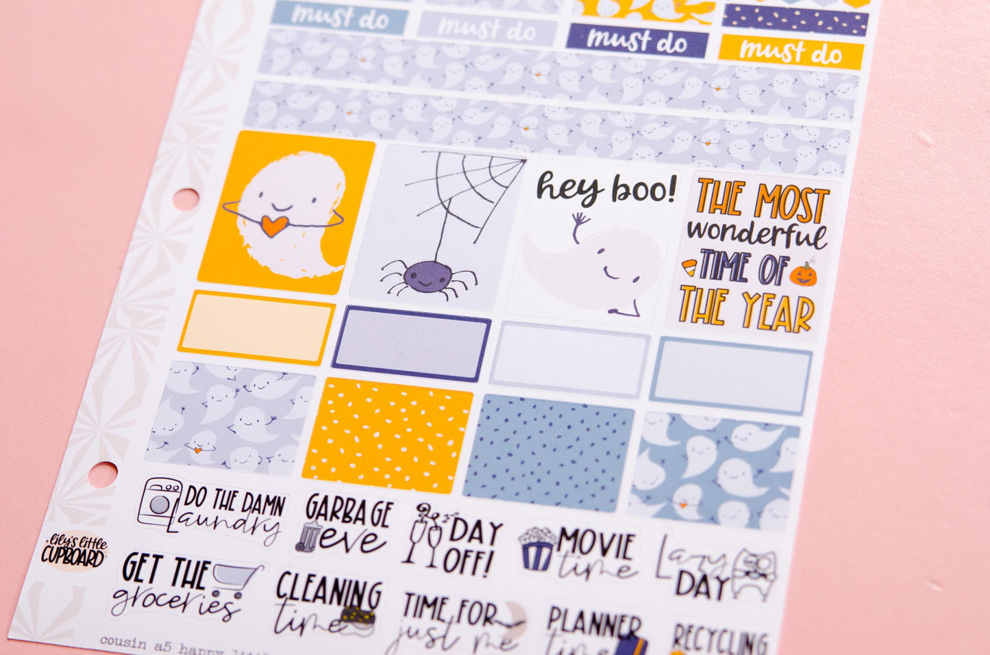 Happy Little Ghosties Halloween Planner Stickers: Hobonichi Cousin A5 Weekly Kit