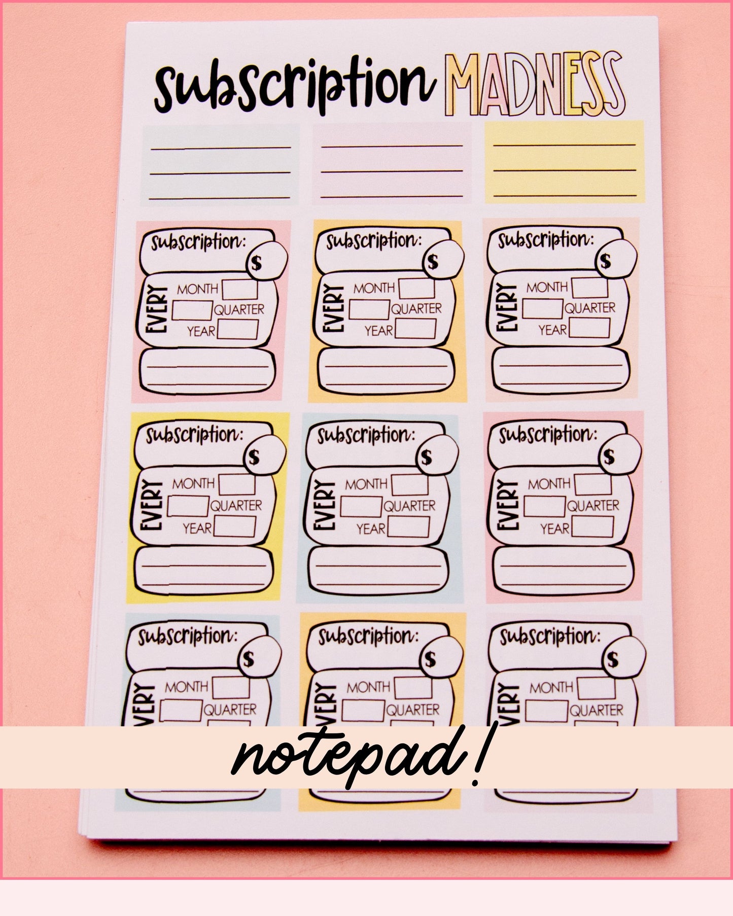 Notepad Version! Subscription Madness | Monthly Task Management Deskpad