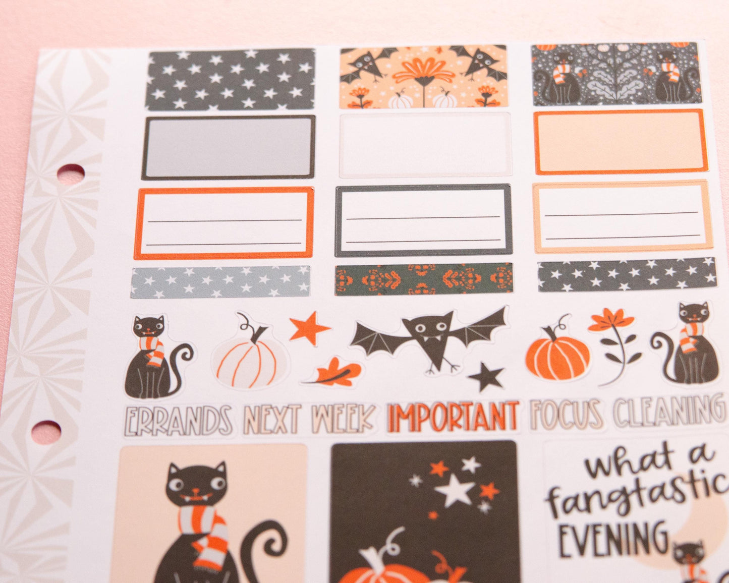 Bat Kitty Halloween Planner Stickers: Vertical Weekly Kit