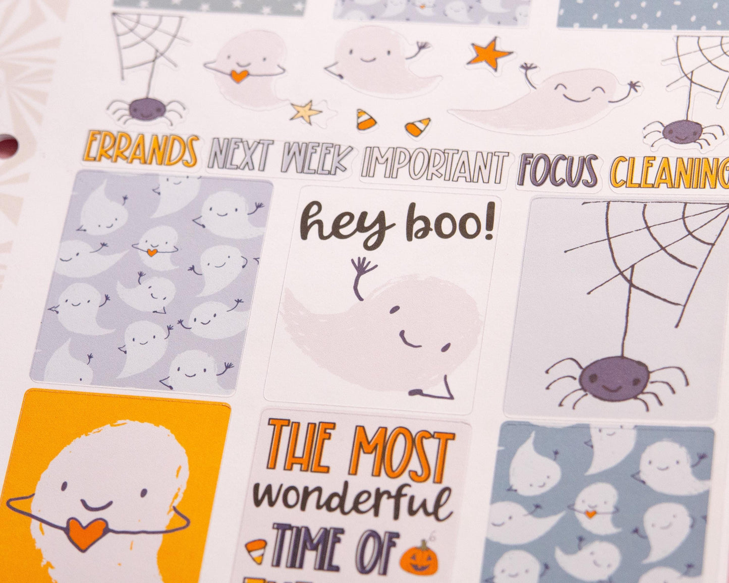 Happy Little Ghosties Halloween Planner Stickers: Vertical Weekly Kit