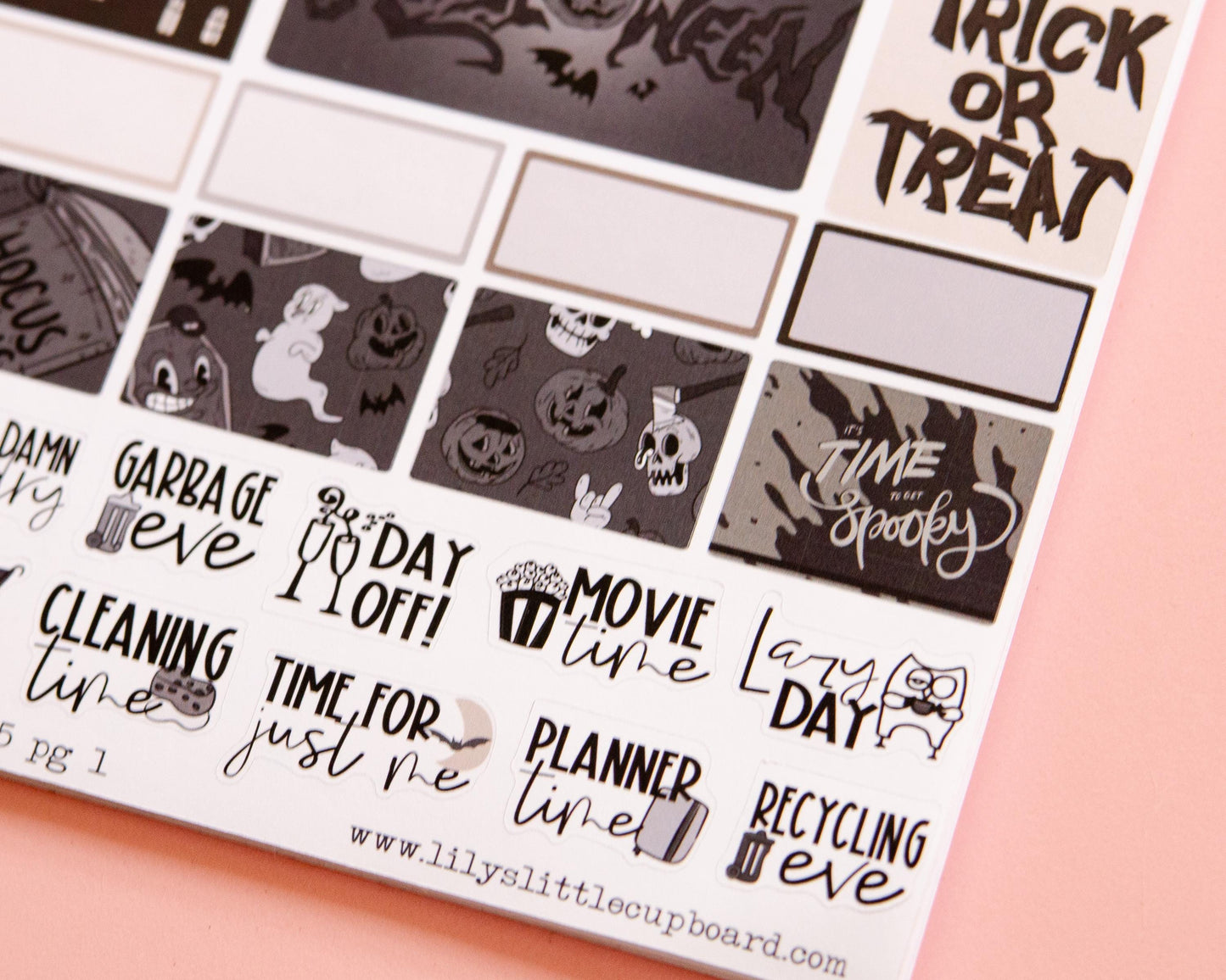 Phantom Noir Halloween Planner Stickers: Hobonichi Cousin A5 Weekly Kit