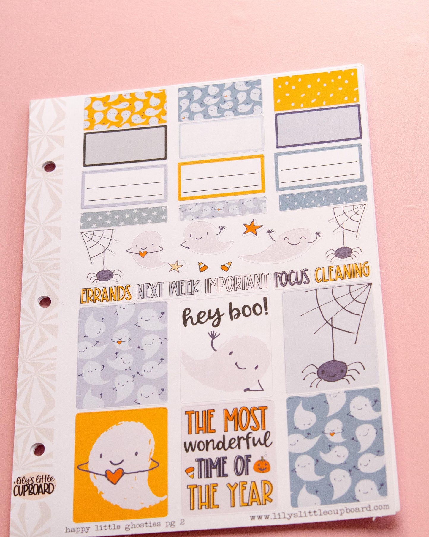 Happy Little Ghosties Halloween Planner Stickers: Vertical Weekly Kit