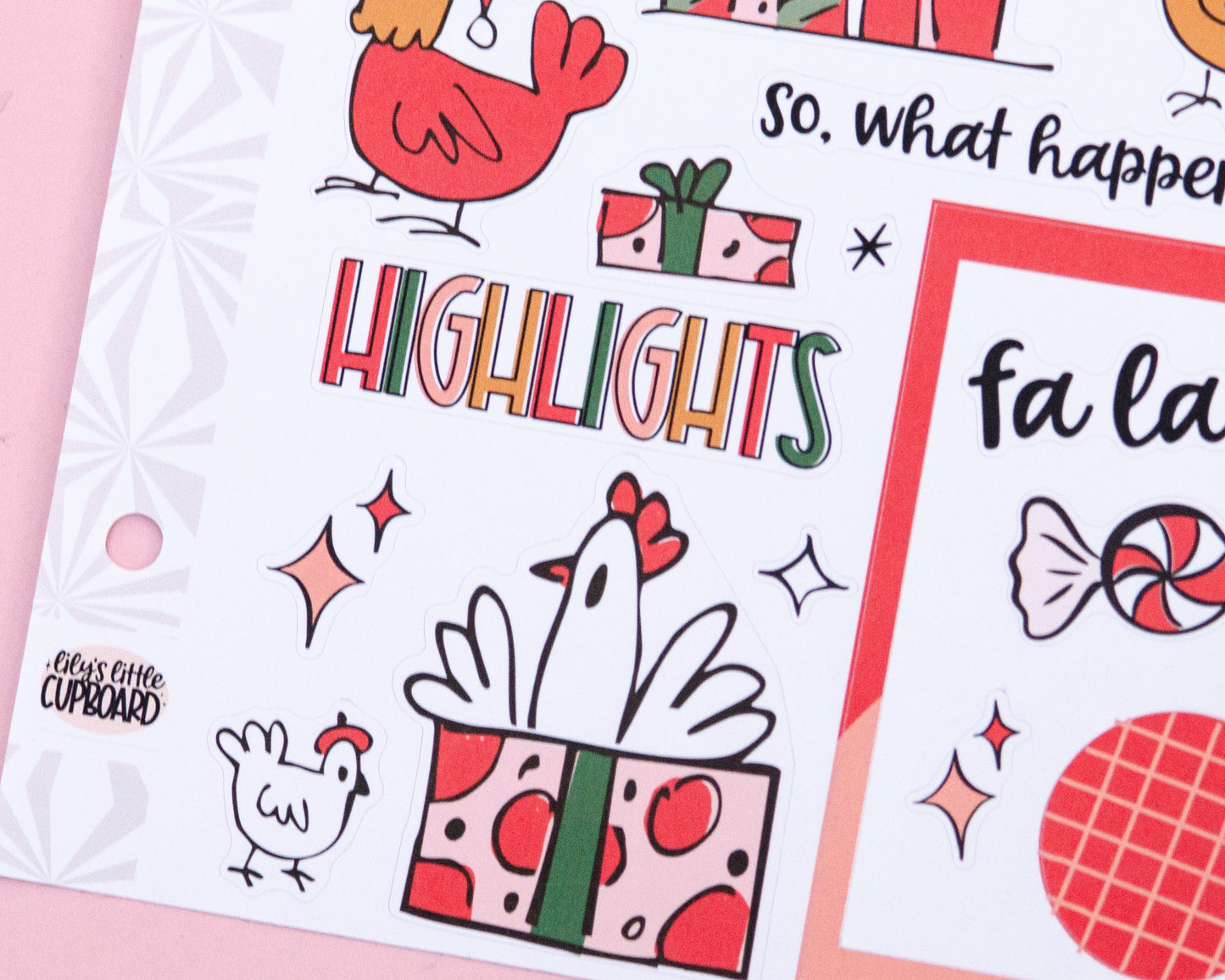 Christmas Chickens Journaling Sticker Kit: Jumbo Planner Stickers