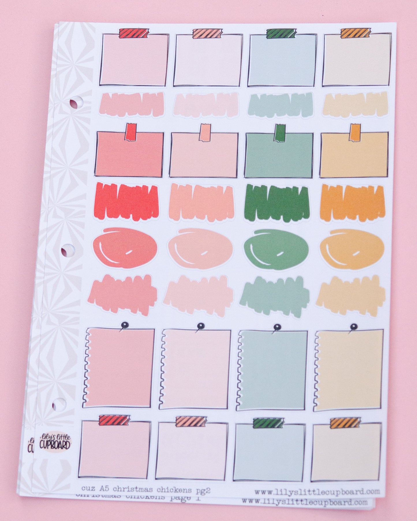 Christmas Chickens Planner Stickers: Hobonichi Cousin A5 Weekly Kit