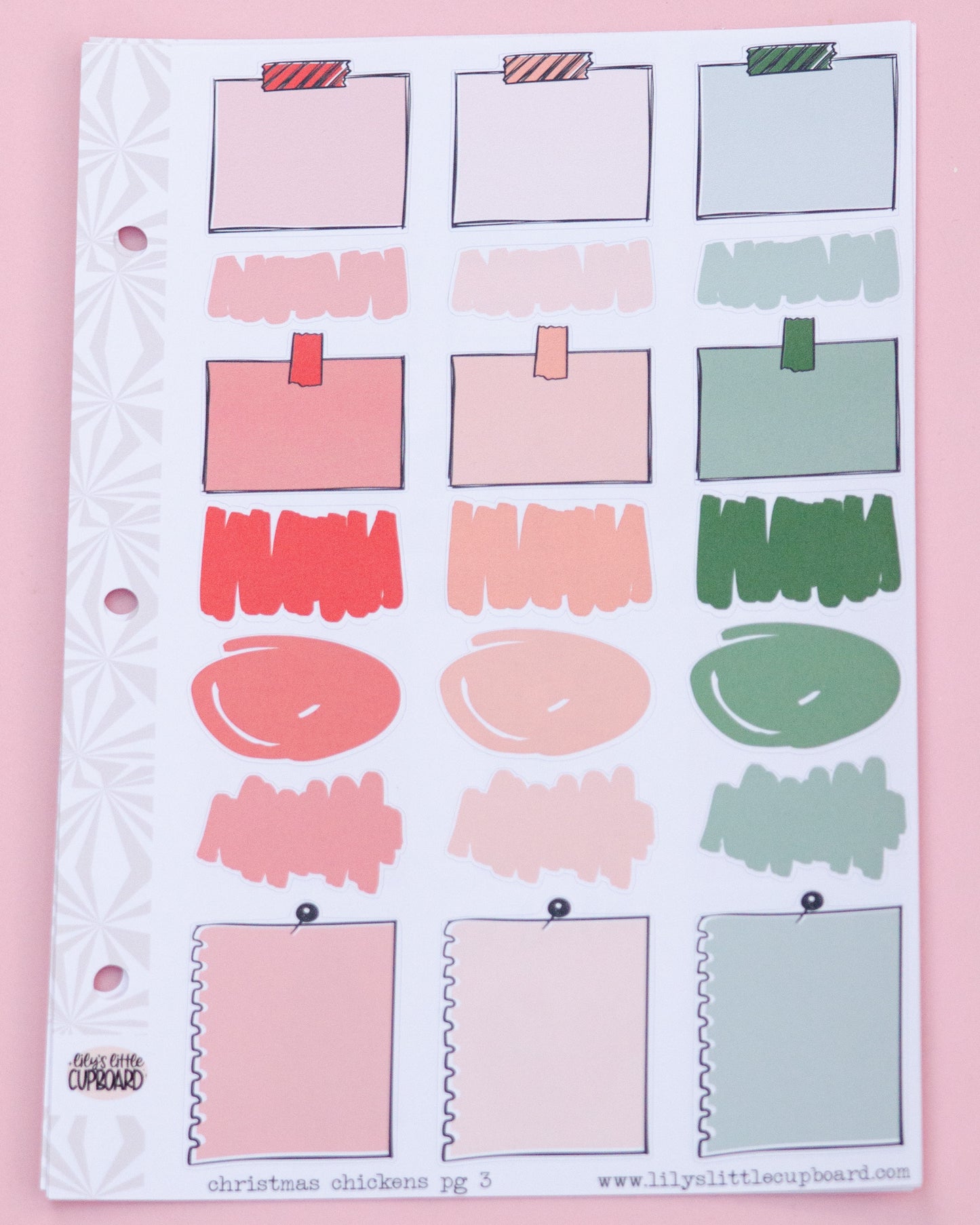 Christmas Chickens Standard Vertical Sticker Kit: Weekly Planner Sticker Kit