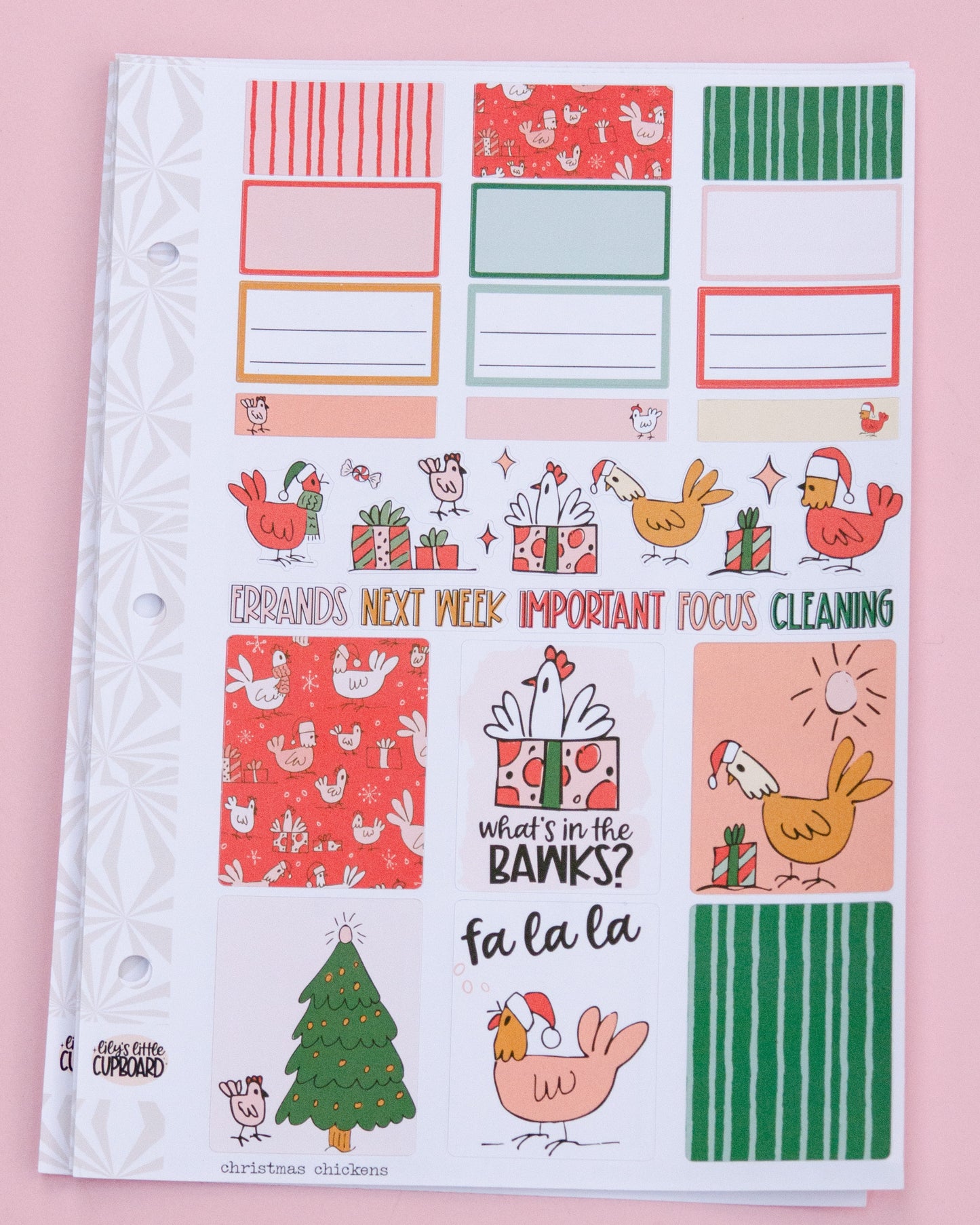 Christmas Chickens Standard Vertical Sticker Kit: Weekly Planner Sticker Kit
