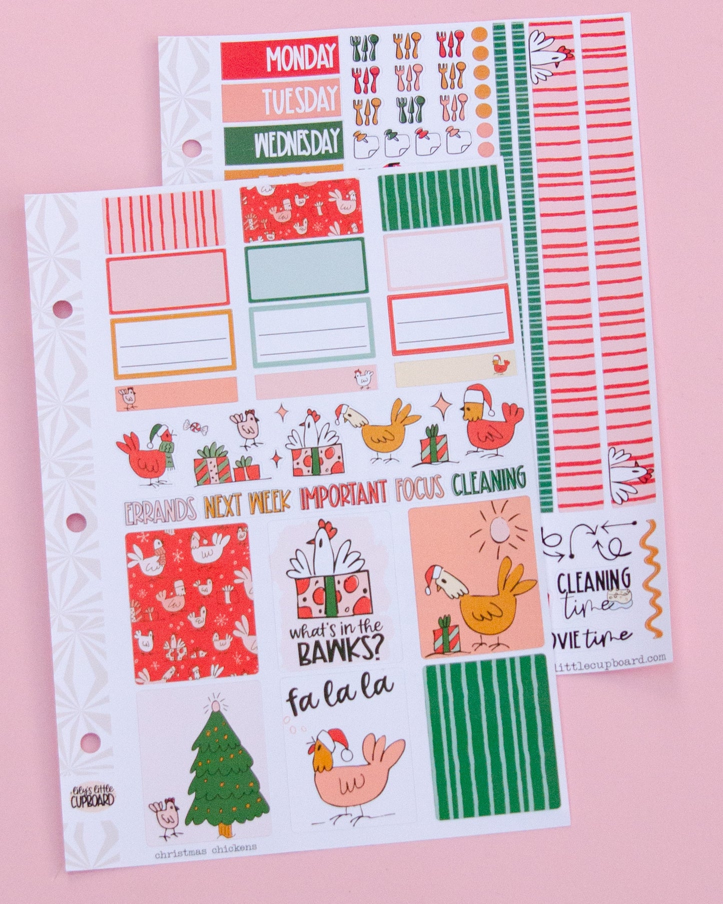 Christmas Chickens Standard Vertical Sticker Kit: Weekly Planner Sticker Kit