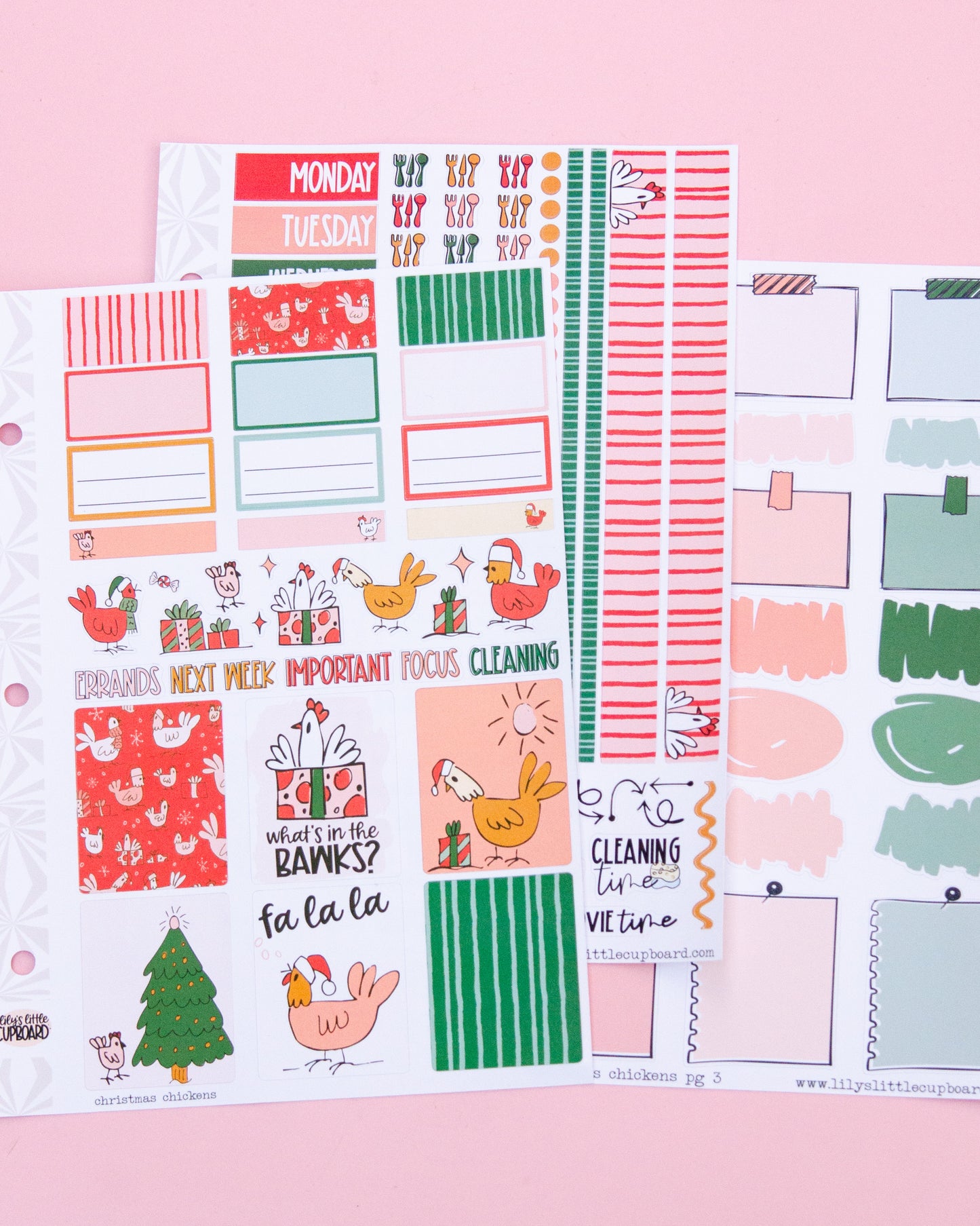 Christmas Chickens Standard Vertical Sticker Kit: Weekly Planner Sticker Kit