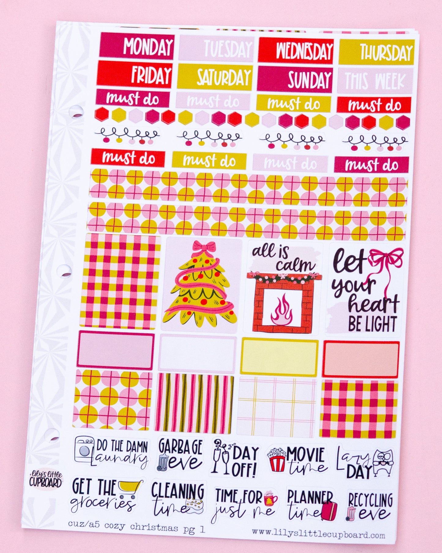 Cozy Christmas Planner Stickers: Hobonichi Cousin A5 Weekly Kit